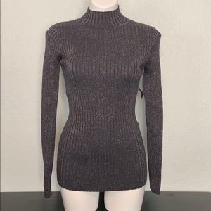 NWT Glittered Charcoal Mock Neck Sweater Youth Lg.